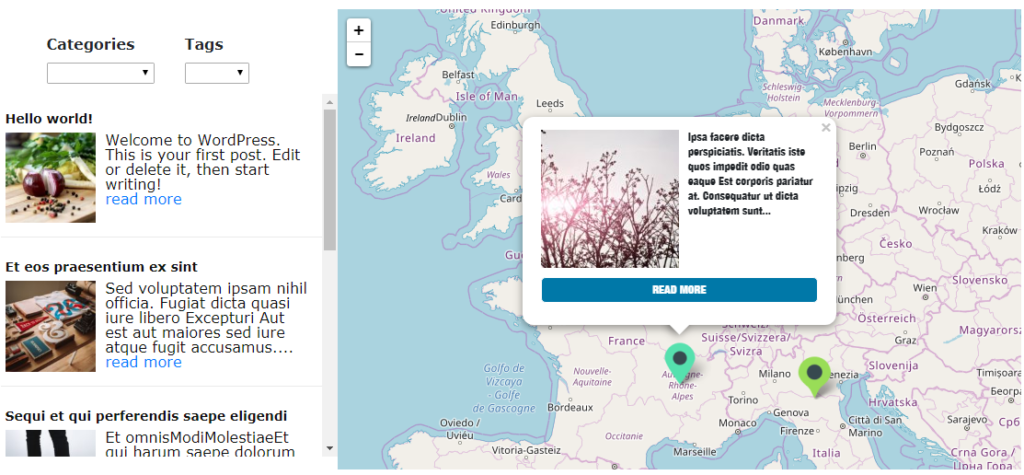 Left layout – LocateAndFilter WP plugin